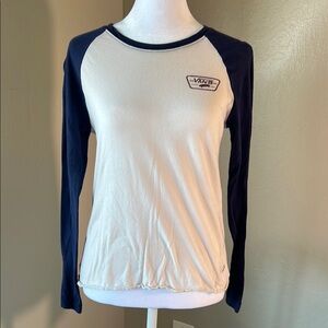 Vans Women's Cream and Black Long Sleeve Top